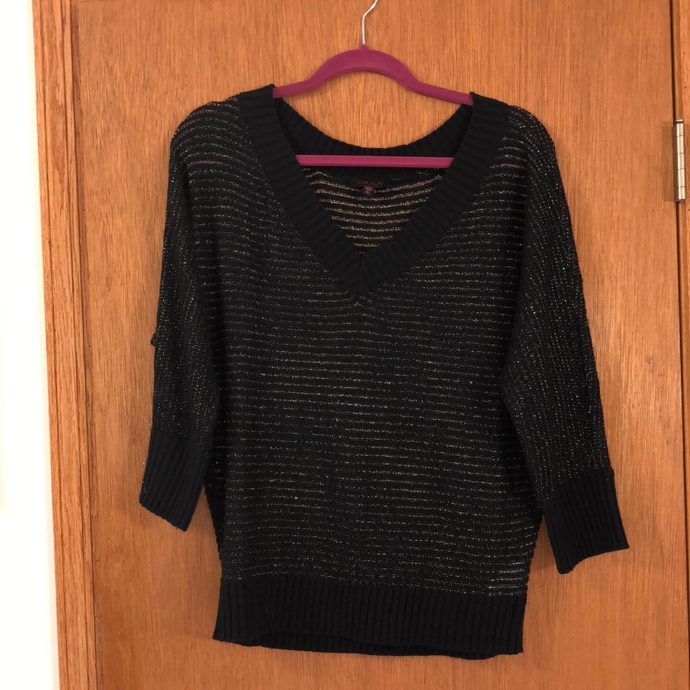 Black and gold sheer top